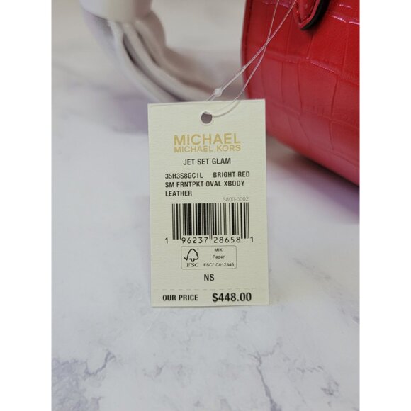 MICHAEL Michael Kors Jet Set Glam Leather Crossbody Bag BRIGHT RED - Picture 9 of 9
